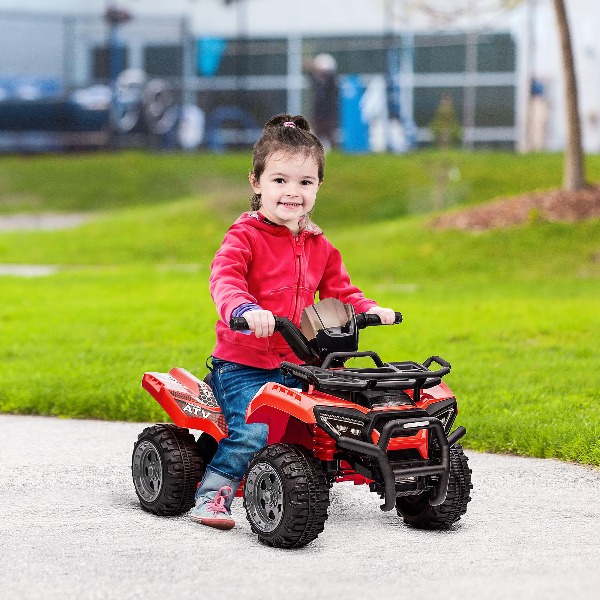 MINI ELEKTRO-QUAD KINDER, Schwarz/Grün/Rosa/Rot, Metall+ PP-Kunststoff - Rot, Metall (70/42/45cm) - HOMCOM