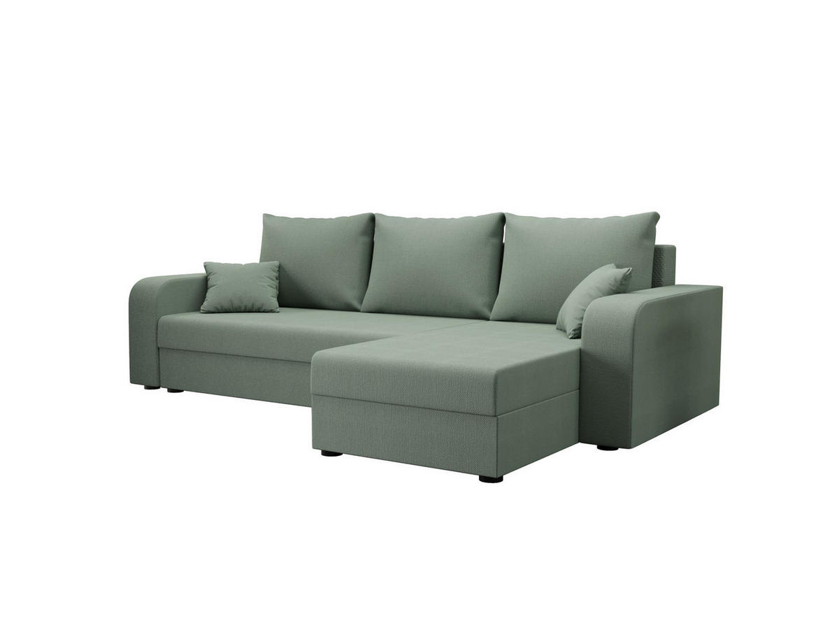 ECKSOFA HEWLET L BIS Cosmic 16 Rechts mit Schlaffunktion - Hellgrün, Textil (240/140cm) - Bedante