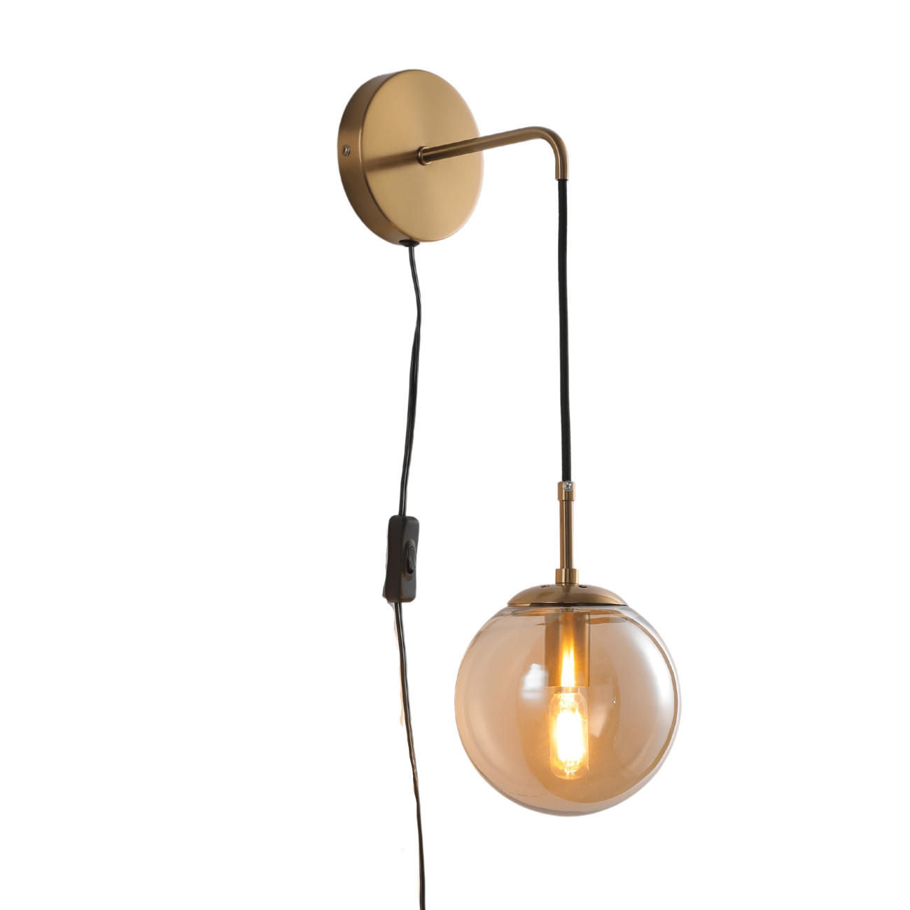WANDLEUCHTE Robyn, Bernstein und Gold, 60cm - Goldfarben, Glas (15/60/23cm) - KOSILUM