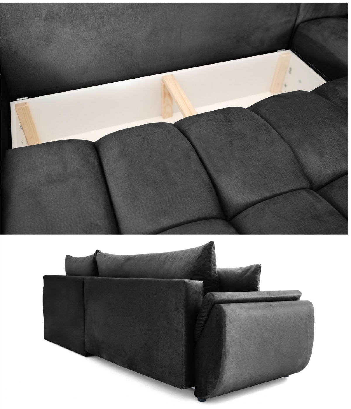 ECKSOFA Collin Mit Schlaffunktion - Dunkelgrau, Holzwerkstoff/Textil (185/280cm) - Fun Möbel