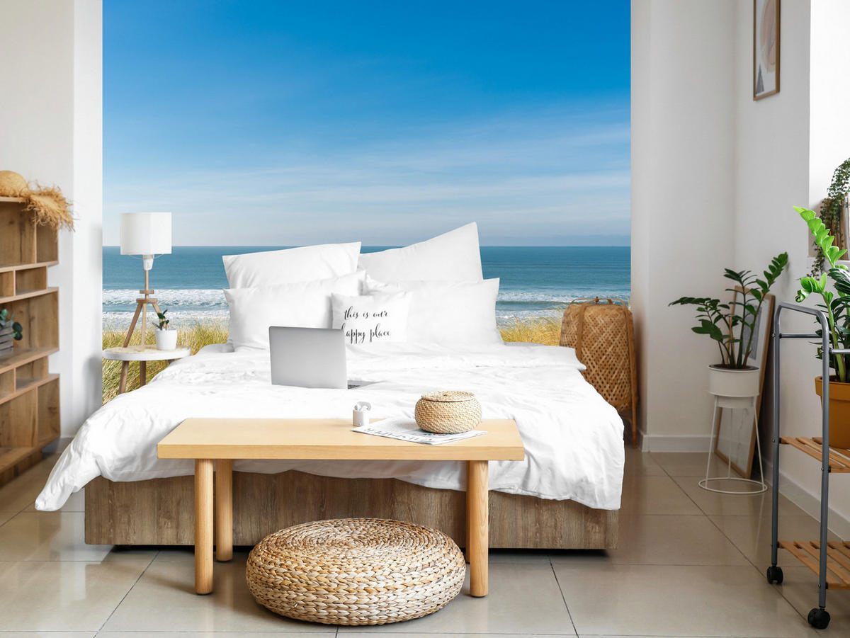 FOTOTAPETE Strand Meer Landschaft 3D 250x175 - Blau/Beige, Papier (250/175cm) - Muralo