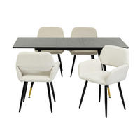 ESSZIMMER SET mit ausziehbarem Tisch und 4 bequemen Stühlen - Beige/Schwarz, Holzwerkstoff/Metall (80/75/160cm) - Urban Meuble
