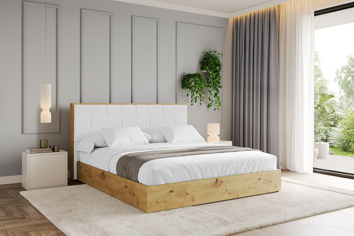POLSTERBETT mit Bettkasten und Lattenrost, Bett mit Matratze H3/H4 - ENZO8 140x200 Weiß - Weiß, Holzwerkstoff/Textil (140/200cm) - ALTDECOR