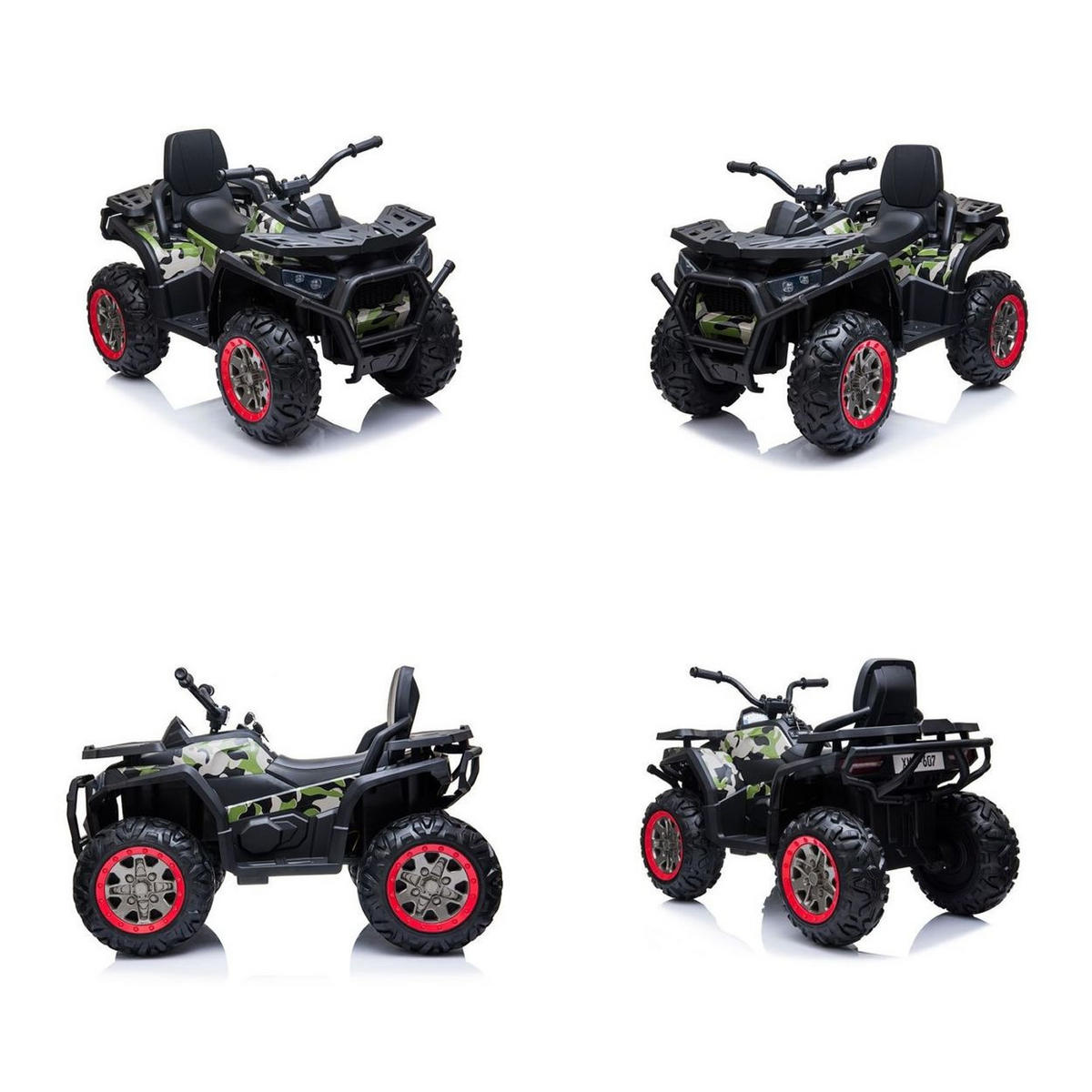 KINDER ELEKTROQUAD 5767 dunkelgrün 12V 7Ah Akku, Stoßdämpfer, USB-Anschluss, MP3-Anschluss, Musikfunktion - Grün, Kunststoff (111/65/73cm) - Es-Toys