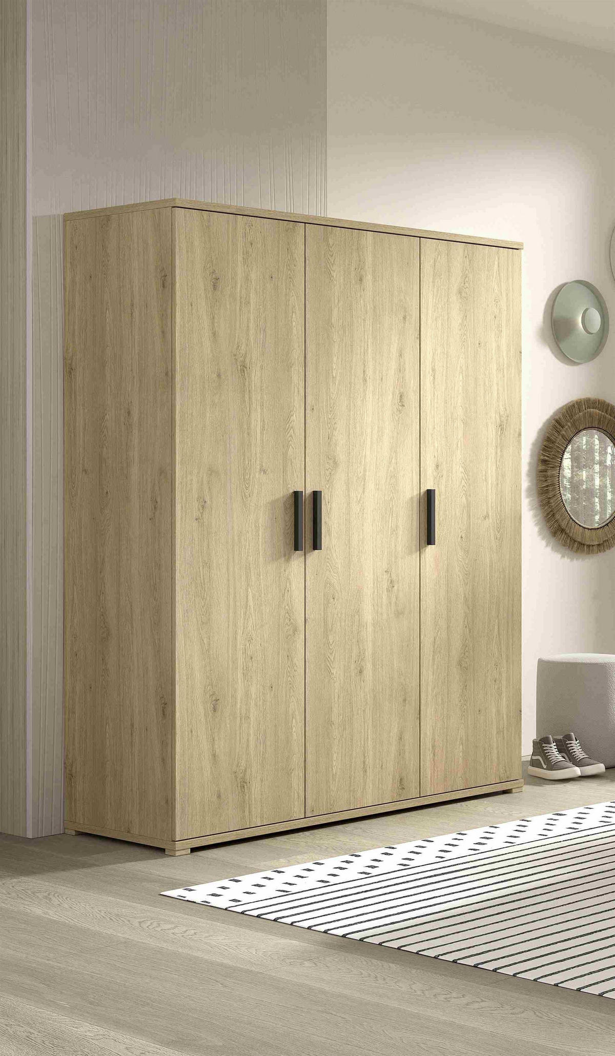 KLEIDERSCHRANK Keelia Eiche Melamin 3 trg Stauraum - Eichefarben, Kunststoff (151/199/59cm) - 58aufmkessel
