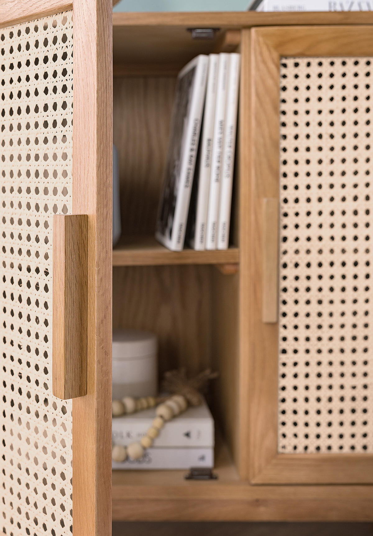 SIDEBOARD - Wiener Geflecht / Echtholzfurnier - Eichefarben, Naturmaterialien (150/80/40cm) - home24