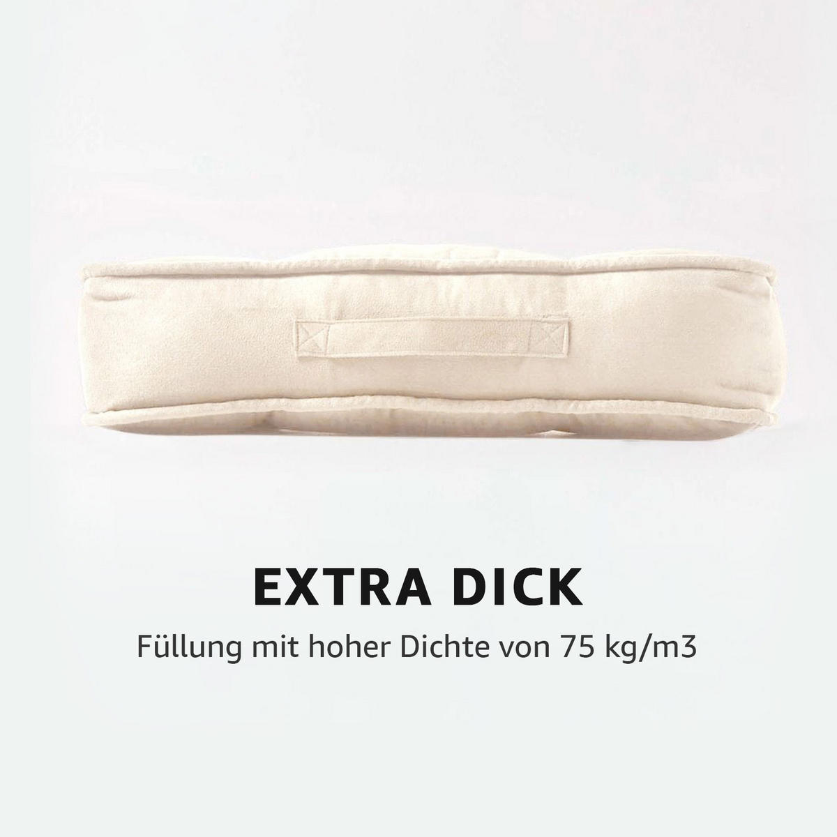 SITZKISSEN creme 50/50/10 cm – Sesselkissen, Velours - Creme, Textil (50/50/10cm) - Homescapes