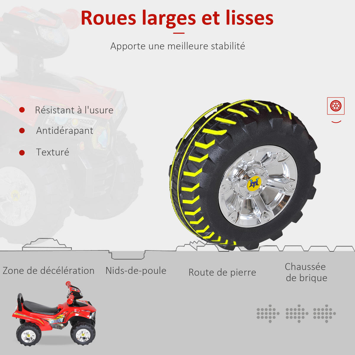 KINDERQUAD DE-16916 mit Licht- & Soundeffekten Rot/Schwarz - Rot, Kunststoff (60/38/42cm) - ComfortXL