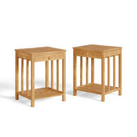 BEISTELLTISCH-SET 2 TLG. Ranua - Naturfarben, Holz (35/40/51cm) - [en.casa]