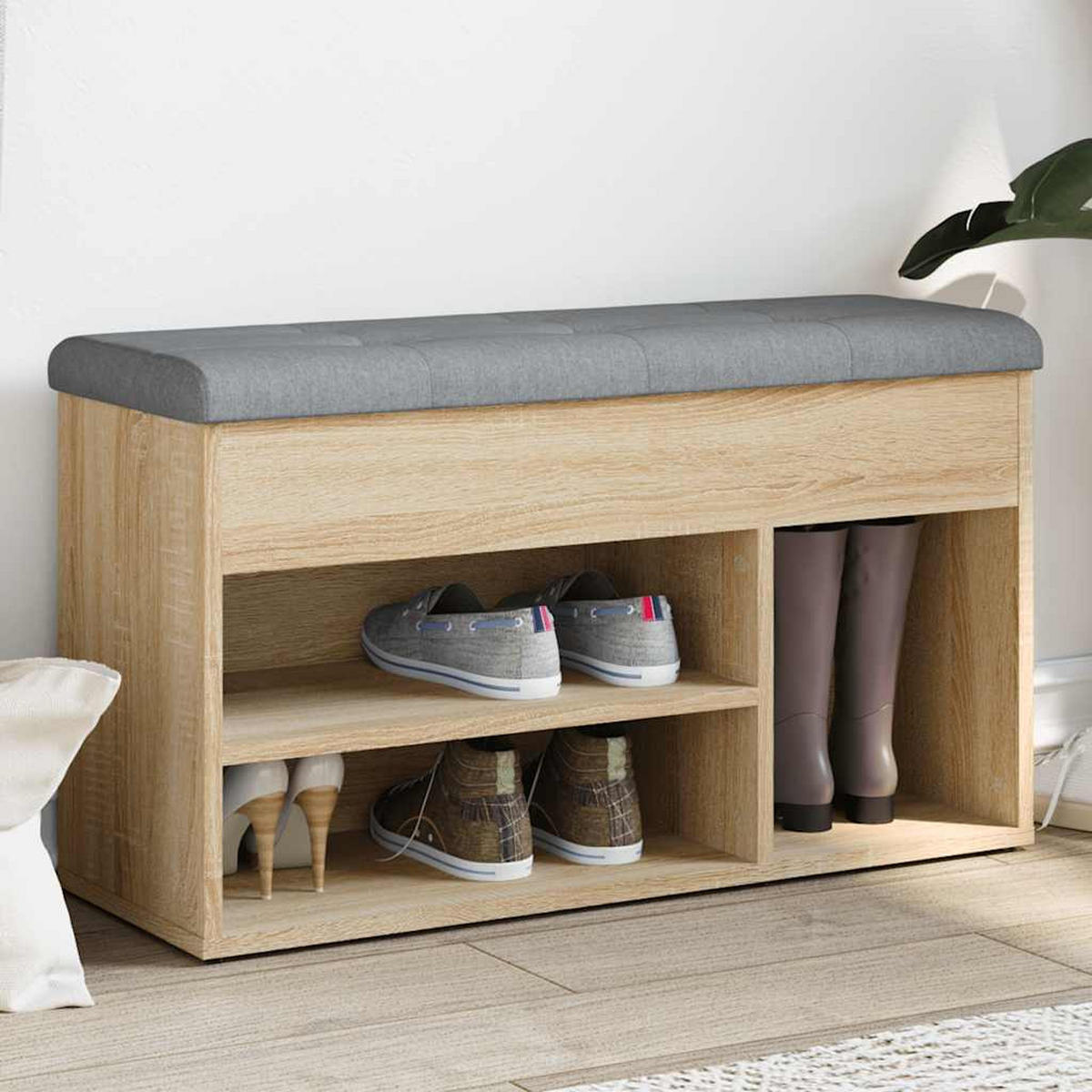 SCHUHBANK Sonoma-Eiche 82/32/45,5 Cm Holzwerkstoff - Braun, Holzwerkstoff (32/45.5/82cm) - vidaXL