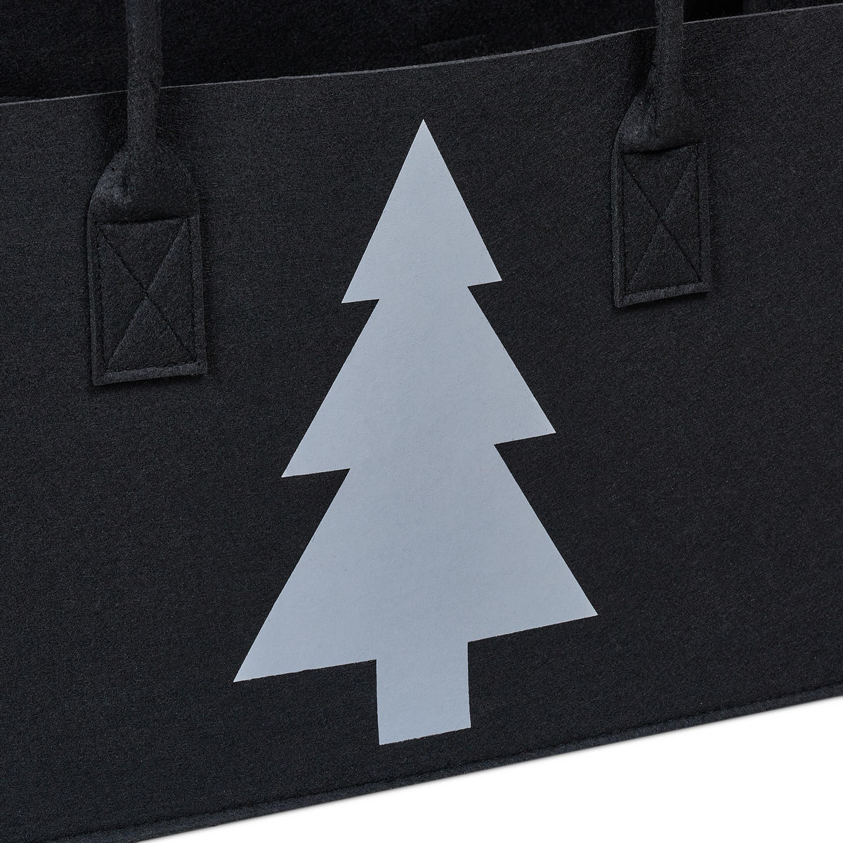 KAMINHOLZTASCHE - Schwarz, Textil (50/25/25cm) - Relaxdays