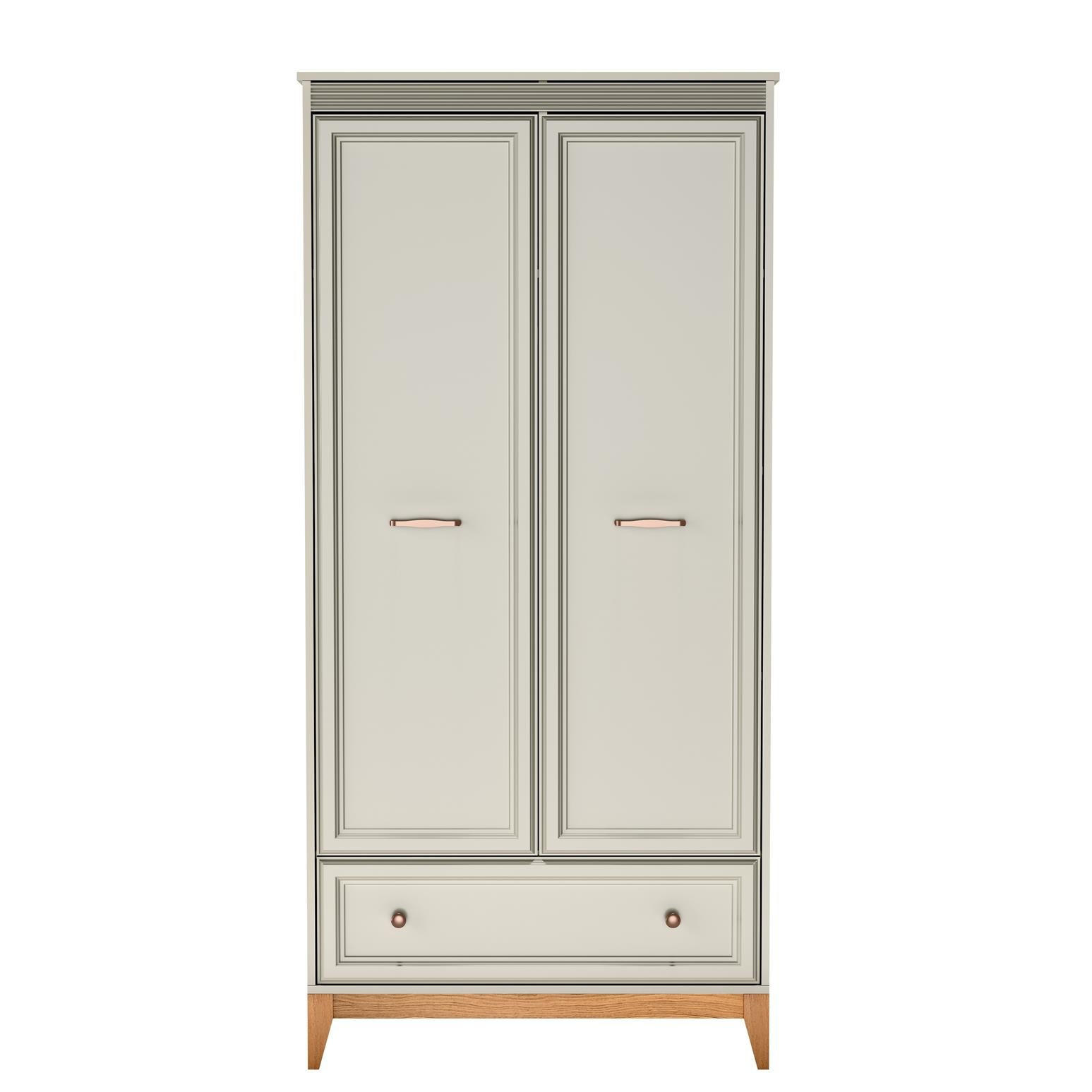 KLEIDERSCHRANK Windsor Kaschmir, Dreitürige mit Schublade - Kaschmir, Holzwerkstoff (92/193/55cm) - Bettso