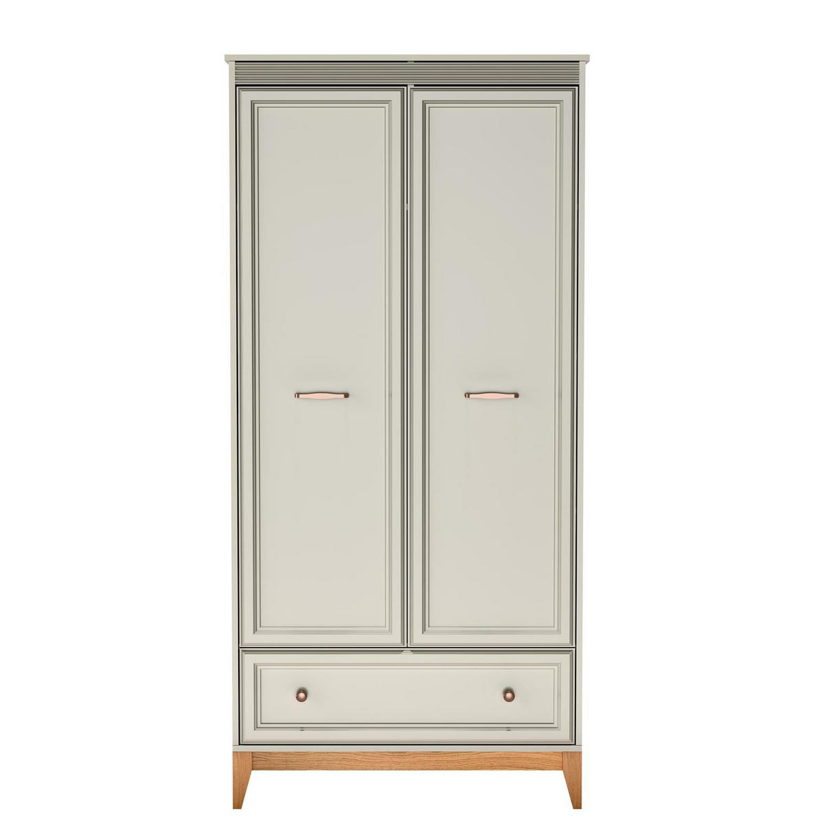 KLEIDERSCHRANK Windsor Kaschmir, Dreitürige mit Schublade - Kaschmir, Holzwerkstoff (92/193/55cm) - Bettso