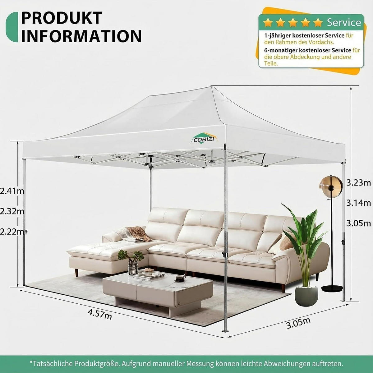 FALTPAVILLON 3x4.5m Wasserdicht UV Schutz 50+ mit 4 Seitenteilen Weiß - Weiß, Metall (305/323/457cm)