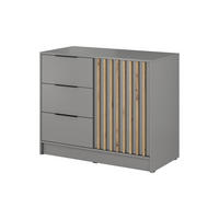 KOMMODE Nelly 3D Graphit, Zweitürig mit Schubladen - Grau, Holzwerkstoff (105/86/45cm) - Bettso