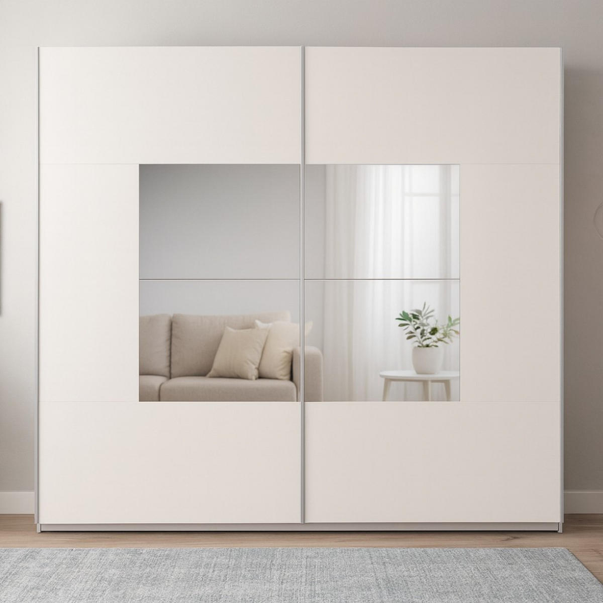 SCHWEBETÜRENSCHRANK Brooklyn mit 2 Türen und Spiegel, kaschmir, 250 cm - Kaschmir, Holzwerkstoff (250/215/65cm) - Beautysofa