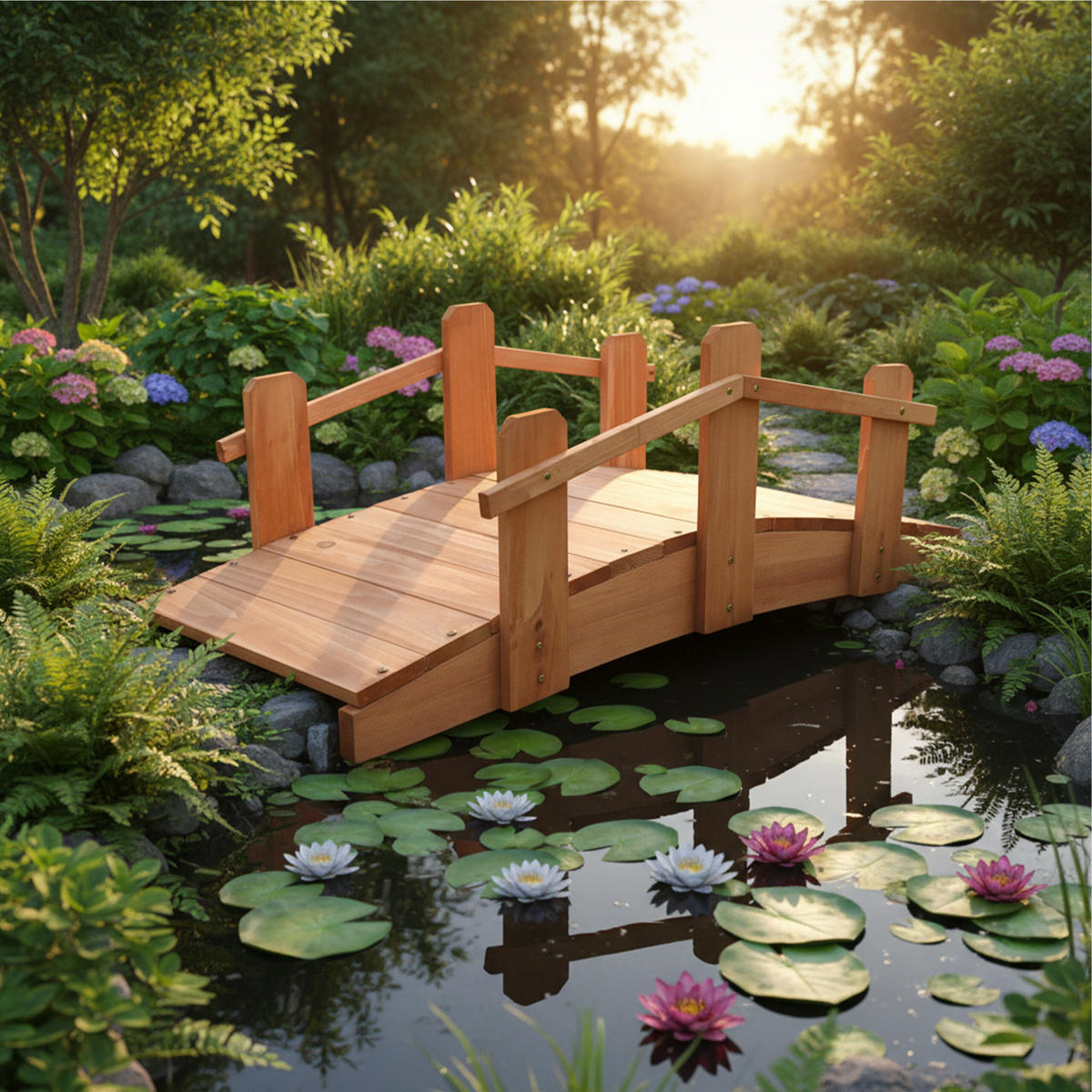 GARTENBRÜCKE - Orange, Holz (70/32/25cm) - Relaxdays