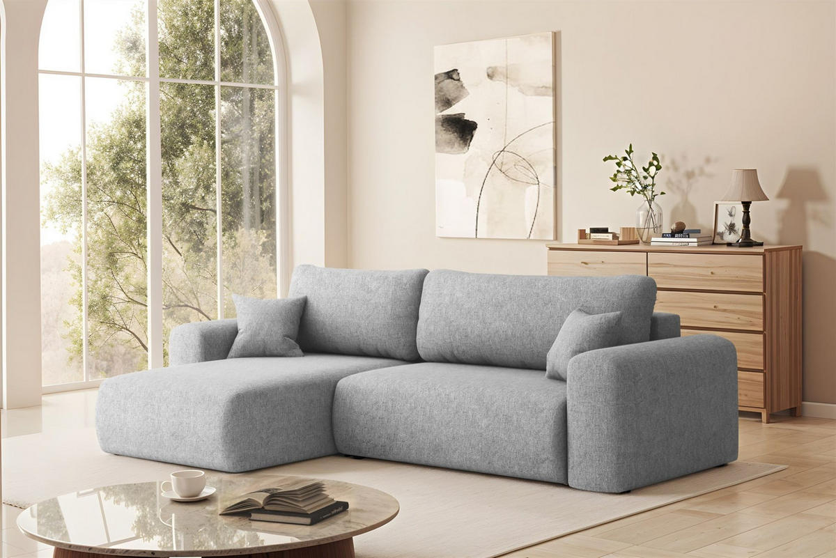 ECKSOFA Flora In Verita - Hellgrau, Holzwerkstoff/Textil (145/272cm) - Fun Möbel