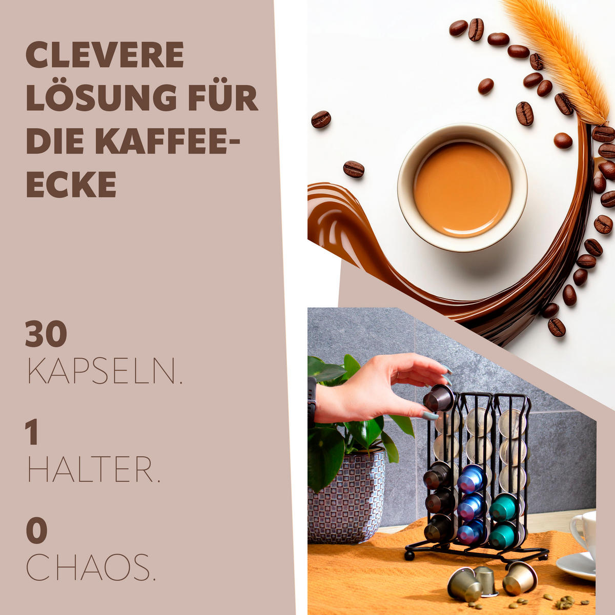 KAPSELSTÄNDER, für Nespresso, schwarz, Metall - Schwarz, Metall (16/20.5/9.5cm) - bremermann