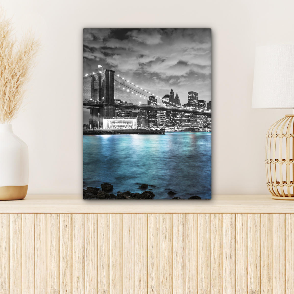 LEINWANDBILD New York - Skyline - Stadt - Blau 30x40 cm - Blaugrau, Textil (30/40cm) - MuchoWow