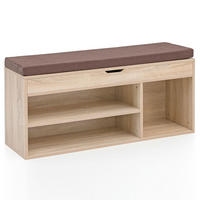 GARDEROBENBANK Holz gepolstert mit Stauraum, Beige 104x32x51 cm - Beige/Braun, Holz/Textil (104/51/32cm) - KADIMA DESIGN