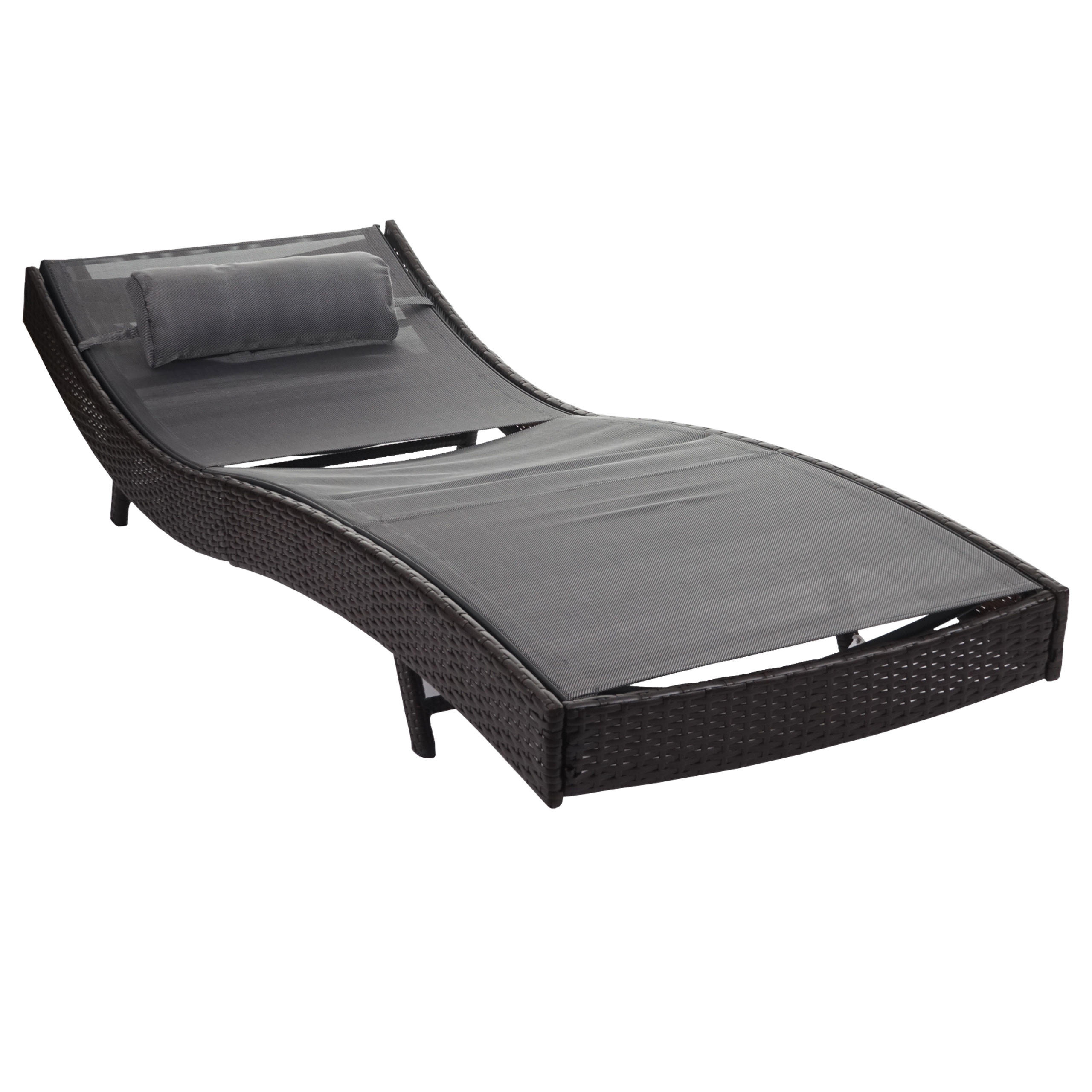 SONNENLIEGE Braun, Grau - Braun/Grau, Kunststoff (70/88/220cm) - MCW