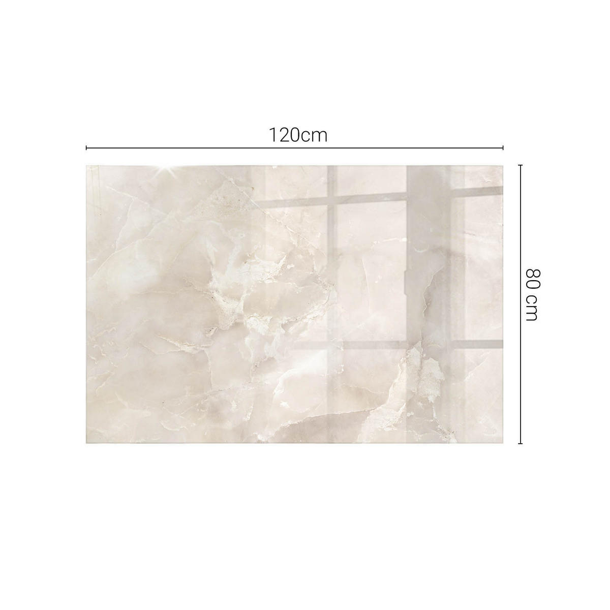 TISCHPLATTE 120x80 cm Marmorstruktur mit Textur - Creme, Glas (120/80/0.4cm) - TULUP