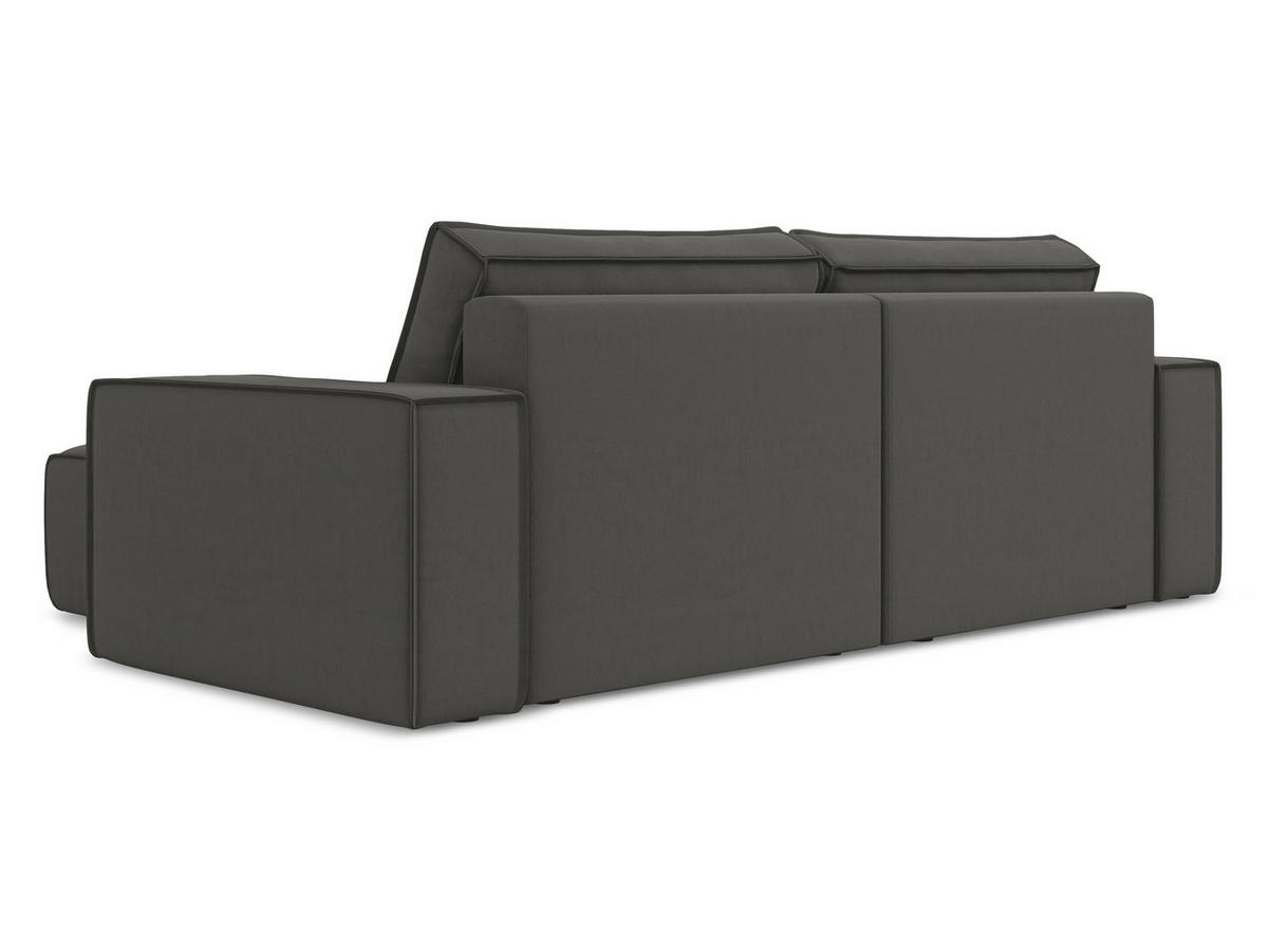 ECKSOFA mit Schlaffunktion Samt Stoff Grau - Dunkelgrau/Schwarz, Kunststoff/Textil (257/148cm) - Makamii