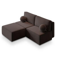 ROHOVÁ SEDAČKA VARNA hnědá - šedá/hnědá, dřevo/textil (196/158cm) - MASSENO