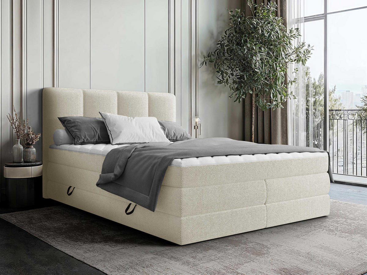 BOXSPRINGBETT Point - Hellgrau, Holz/Holzwerkstoff (140/200cm) - MIRJAN24