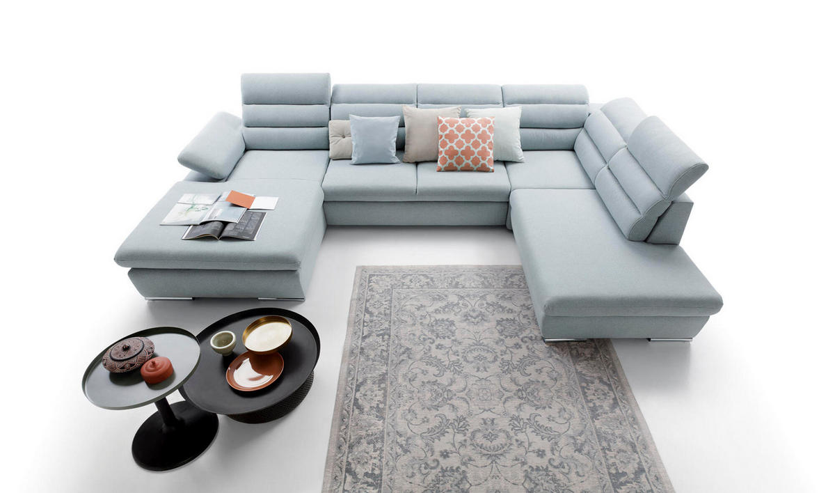 ECKSOFA GRECO Blau 356x230x98 cm - Blau, Textil (356/230cm) - FURNLUX
