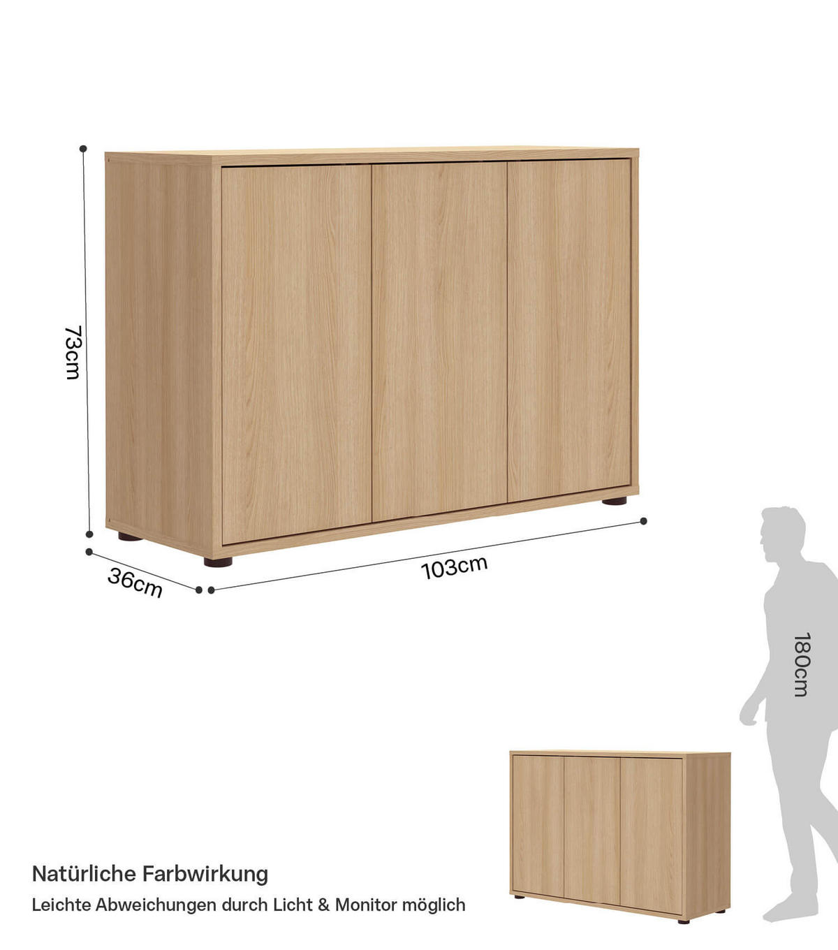 SIDEBOARD Die Horizontale - Braun, Holzwerkstoff (103/73/36cm) - Mokebo