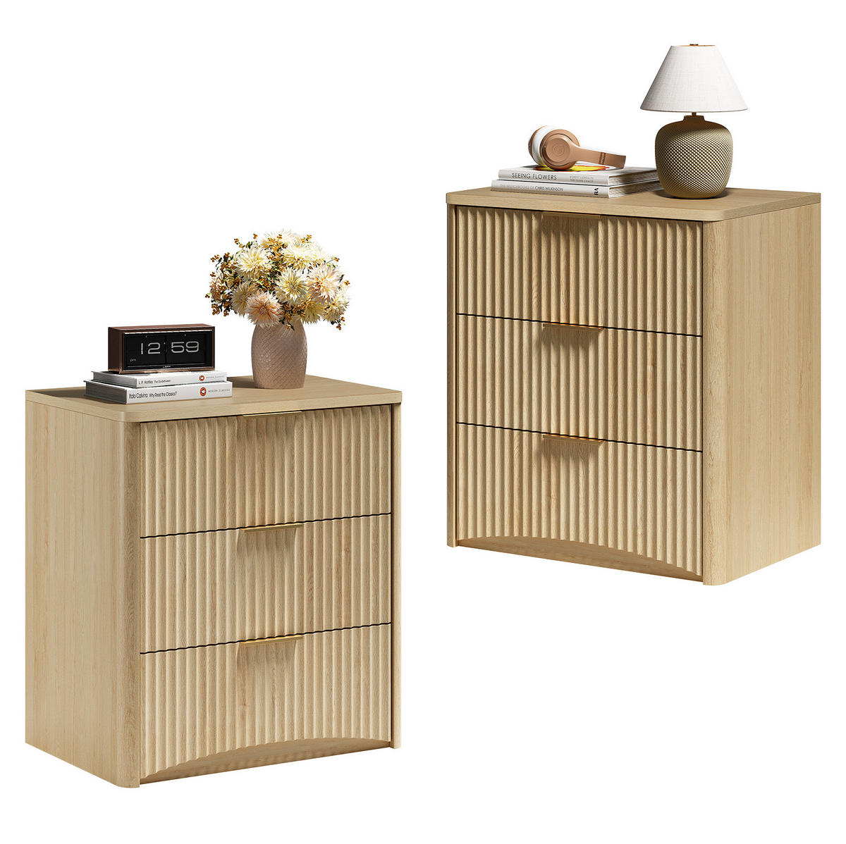 NACHTTISCH 58/38/64 cm mit 3 Schubladen in Eicheoptik - Braun, Holzwerkstoff (38/64/58cm) - BEAOK
