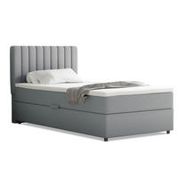BOXBETT Everest 100 x 200 cm Einzelbett mit hochwertiger Bonell-Matratze und Topper - Hellgrau, Holz (100/200cm) - Panda Möbel