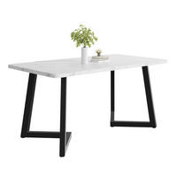 ESSTISCH 117/75/68 cm Weiß/Schwarz aus MDF und Eisen in Marmoroptik - Weiß, Holzwerkstoff (117/68/75cm) - OKMYHOME