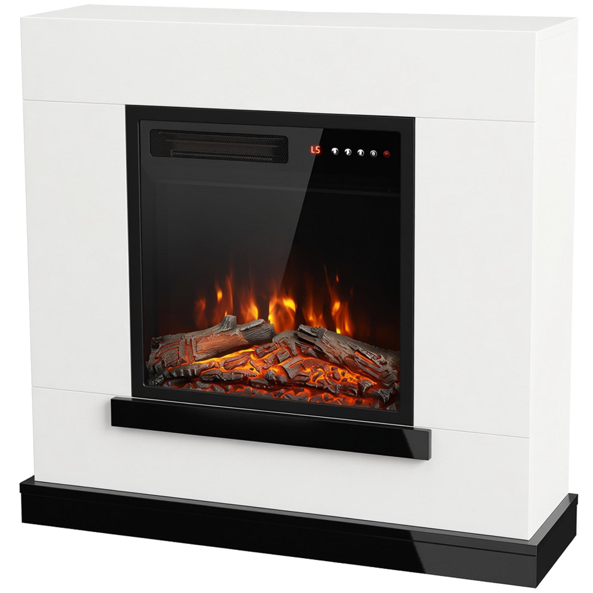 ELEKTROKAMIN Spanplatte Stahl Weiß - Schwarz/Weiß, Holzwerkstoff (23/78.5/80cm) - HOMCOM