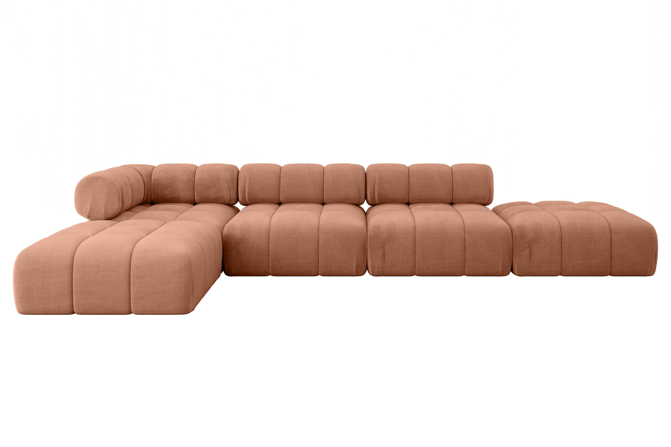 ECKSOFA modulares Sofa Kerru-L2 - 380x190x70 cm Apricot Velours - Koralle, Holzwerkstoff/Textil (380/190cm) - ALTDECOR