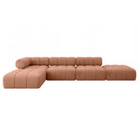 ECKSOFA modulares Sofa Kerru-L2 - 380x190x70 cm Apricot Velours - Koralle, Holzwerkstoff/Textil (380/190cm) - ALTDECOR