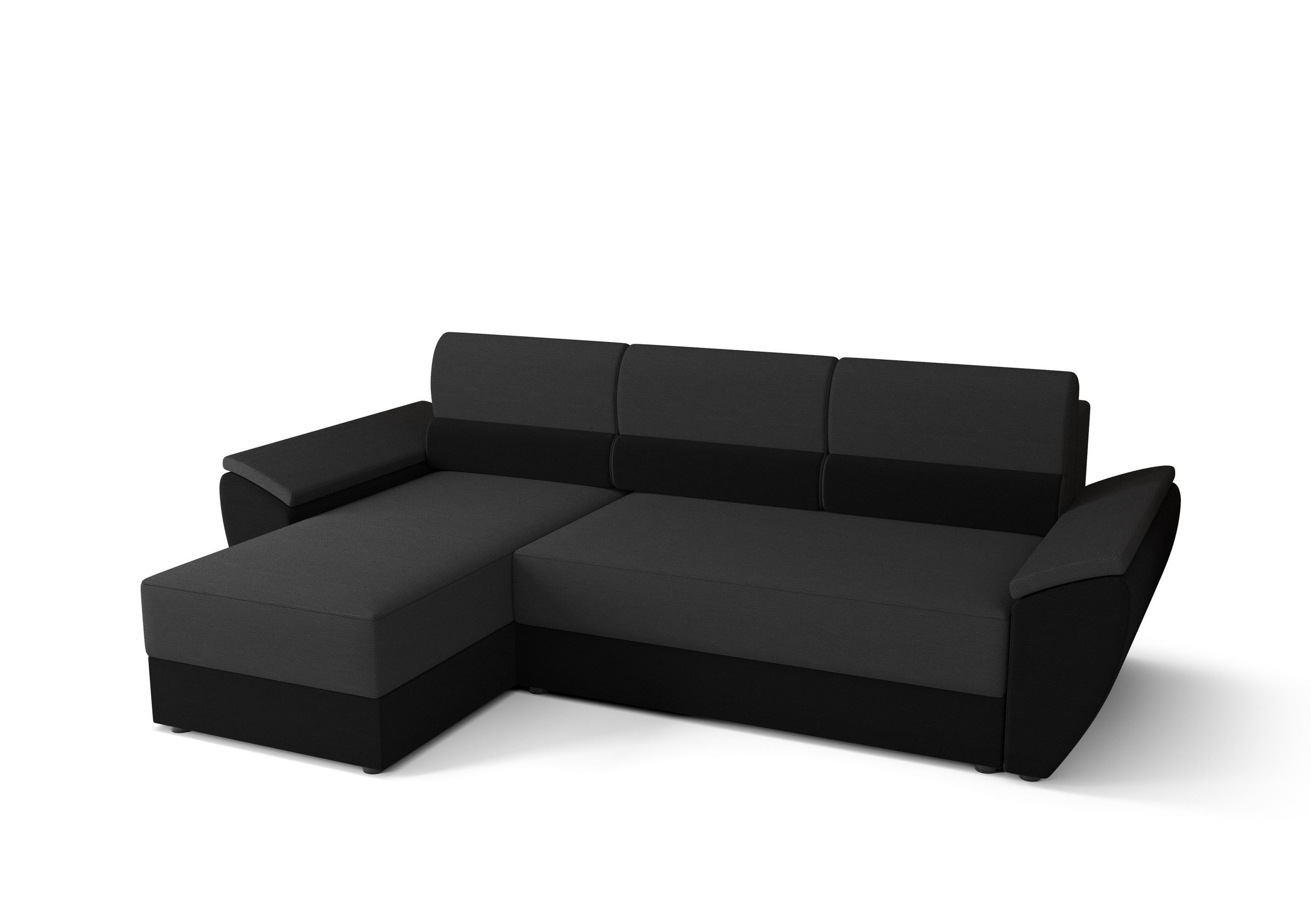 ECKSOFA L REBI L2 Rainbow 27/15 Links mit Schlaffunktion, Grau/Schwarz, L-Form - Schwarz/Grau, Textil (251/140cm)