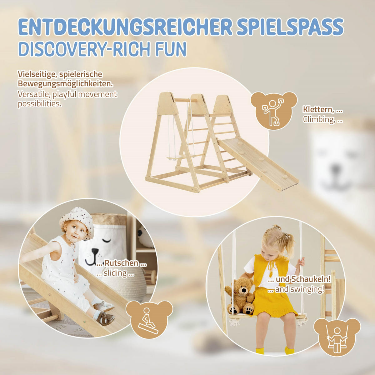 KLETTERGERÜST - Naturfarben, Holzwerkstoff (112/121cm) - Joyz