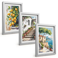 BILDER SET 3er Set - 20x30 cm Silberner Rahmen - Zitronen, Blumen, Meerblick - Silberfarben, Kunststoff (20/30cm) - TULUP