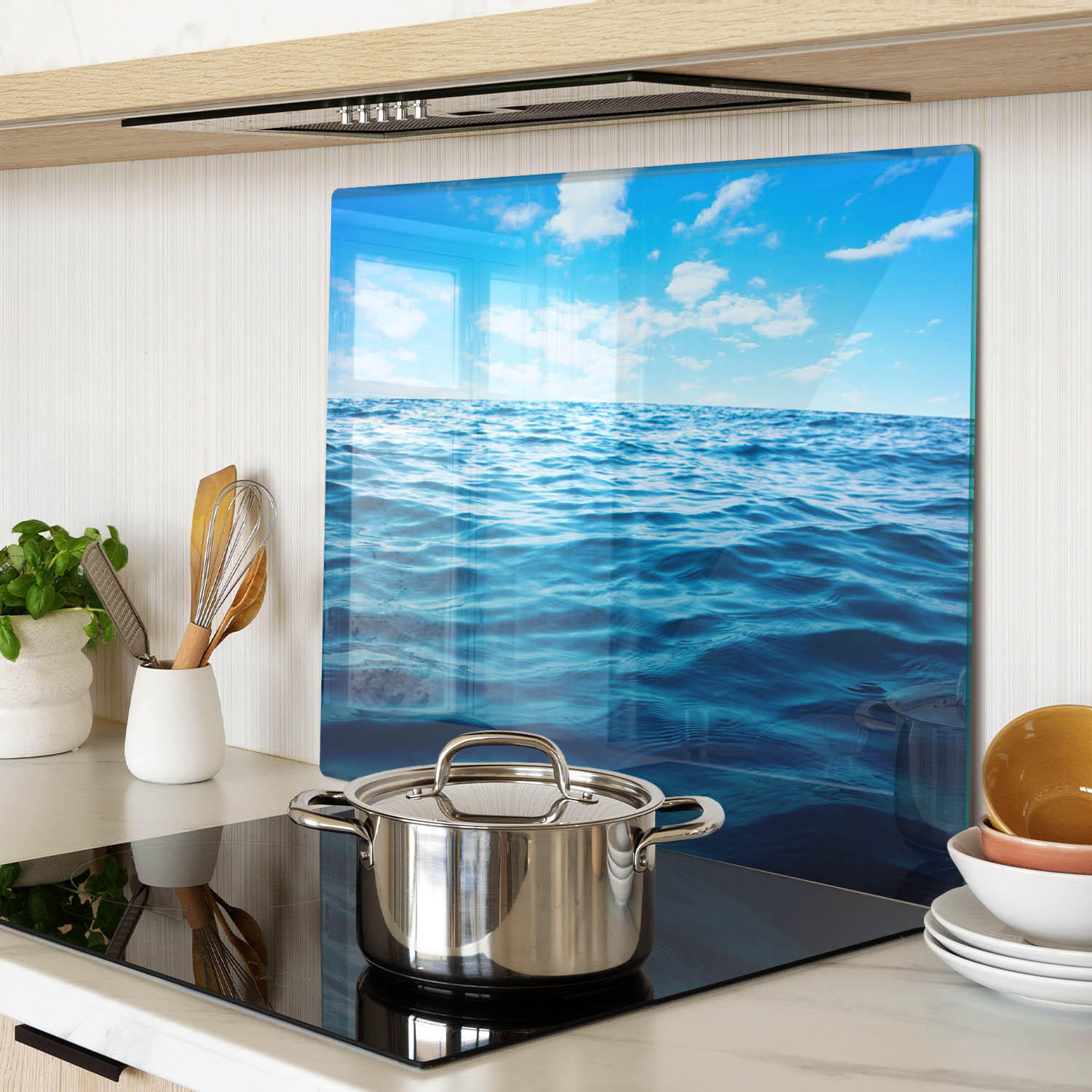 GLASPLATTE 60x52 cm Meerwasser - Blau, Glas (60/0.4/52cm) - TULUP