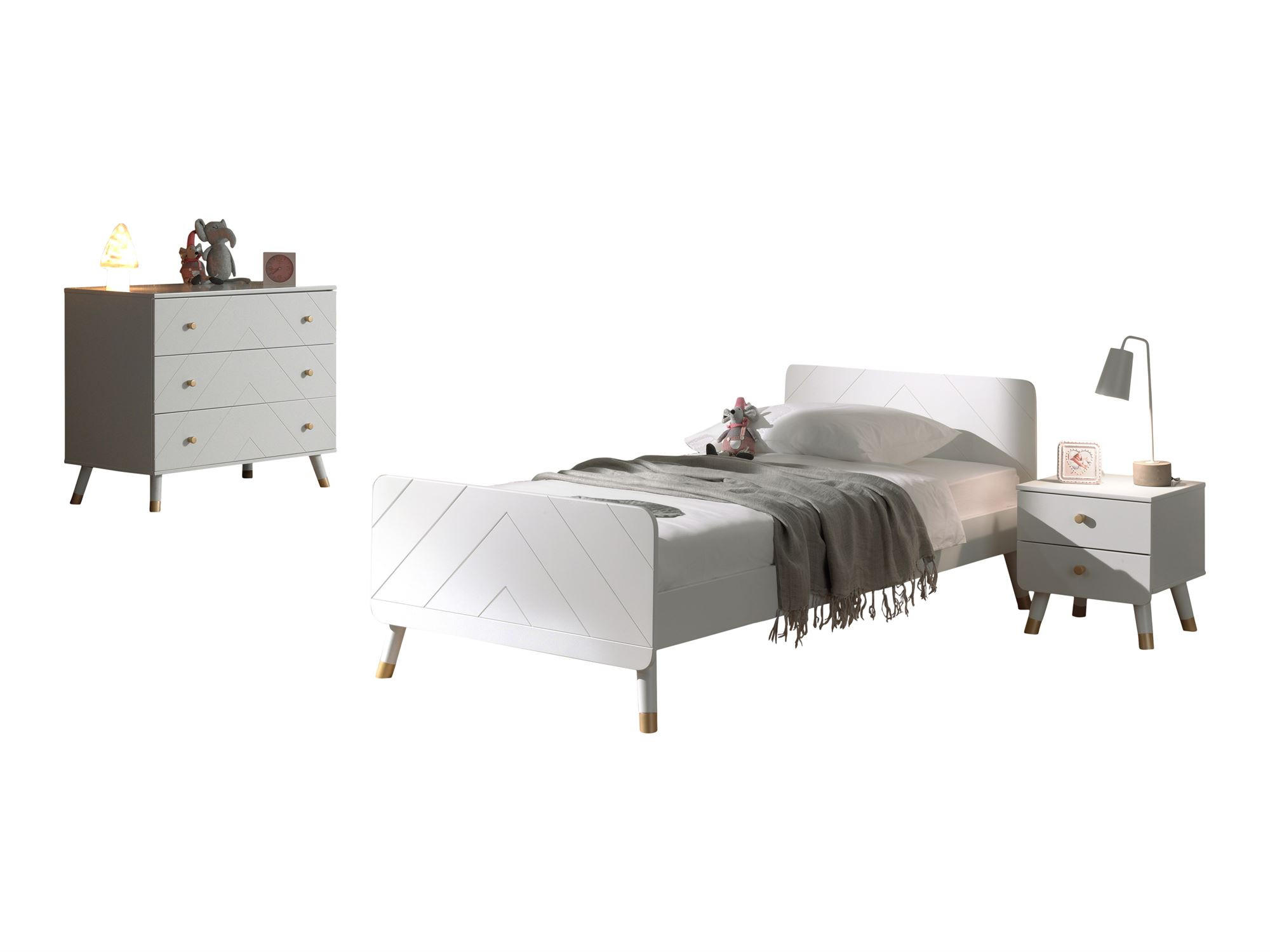 KINDERZIMMER komplett Set 3-tlg. Kamillah 3 Kommode Bett Nachtkommode - Weiß, Holzwerkstoff (220/1/120cm) - 58aufmkessel