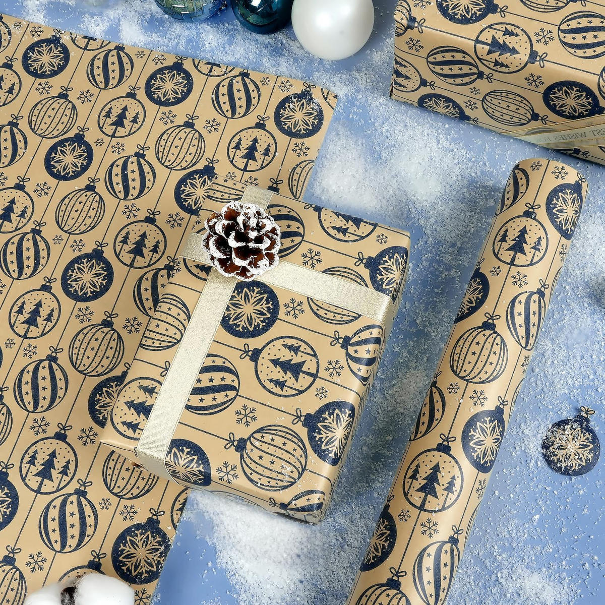 GESCHENKPAPIER – Weihnachts-Geschenkpapier – 43 x 300 cm – Braun - Braun, Papier (4/4/43cm)