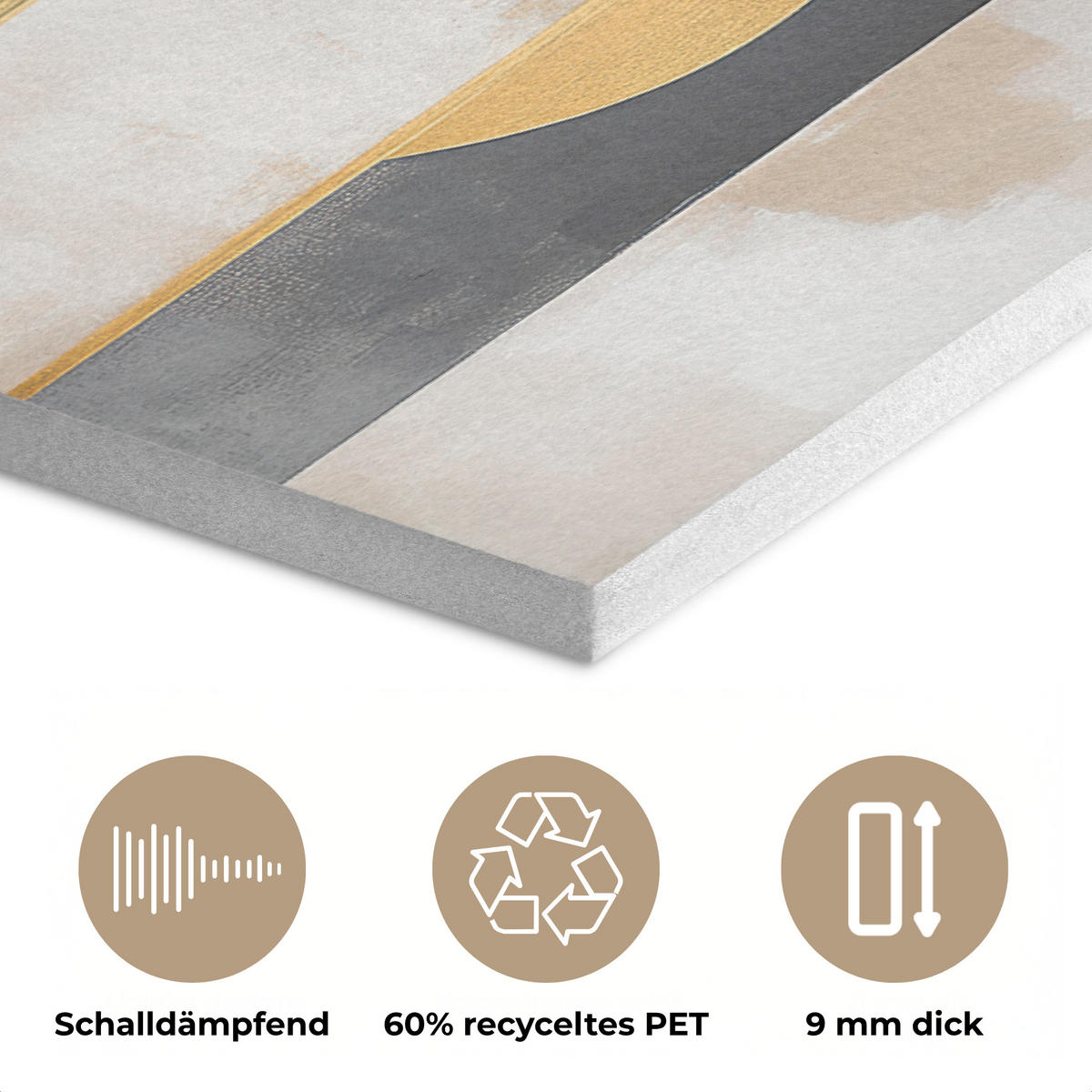 AKUSTIKBILD Abstrakt - Gold - Silber - Formen - Ästhetisch - Modern Akustikpaneele 90x60 cm - Goldfarben, Kunststoff (90/60/0.9cm) - MuchoWow
