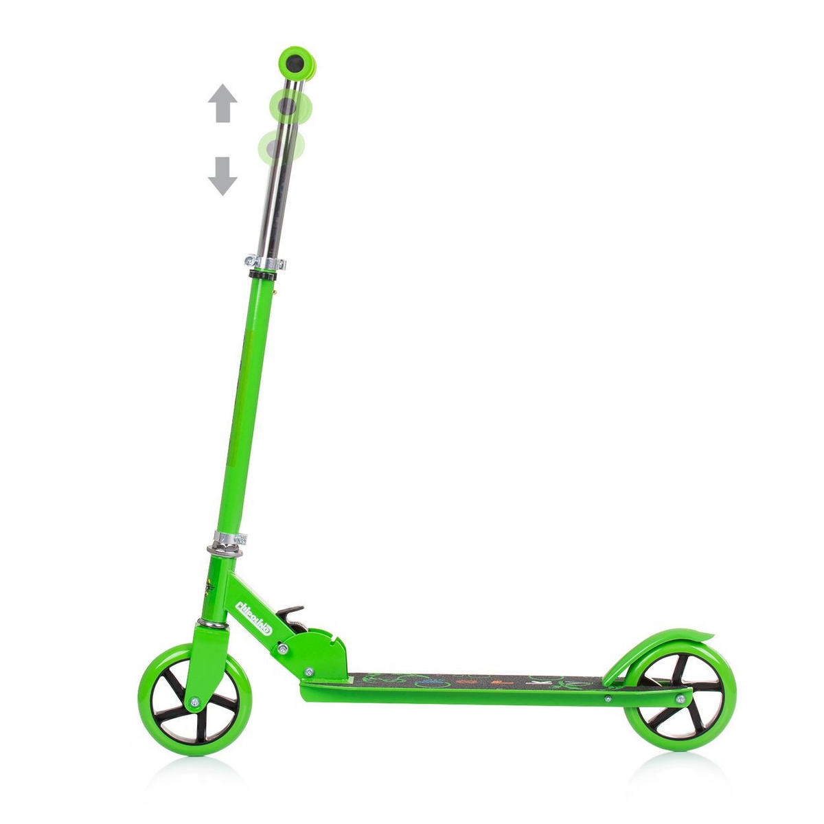 KINDERROLLER Sharky grün PU Räder ABEC-7 Lager Bremse verstellbar - Grün, Metall (73/26/80cm) - Chipolino