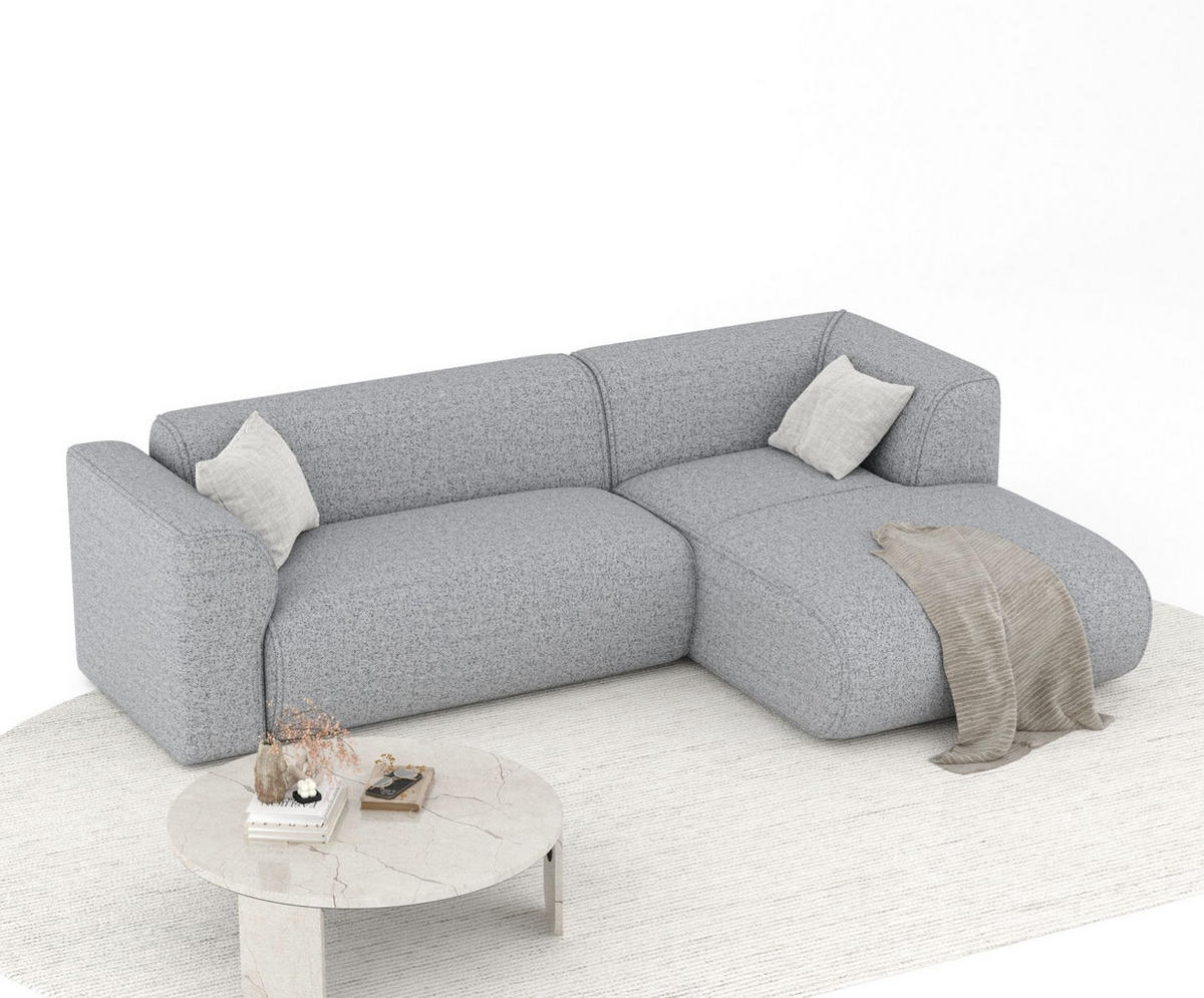 ECKSOFA Melani Grau Webstoff - Rechts Seite - Schwarz/Grau, Holz/Holzwerkstoff (162/256cm) - Maison de Reve