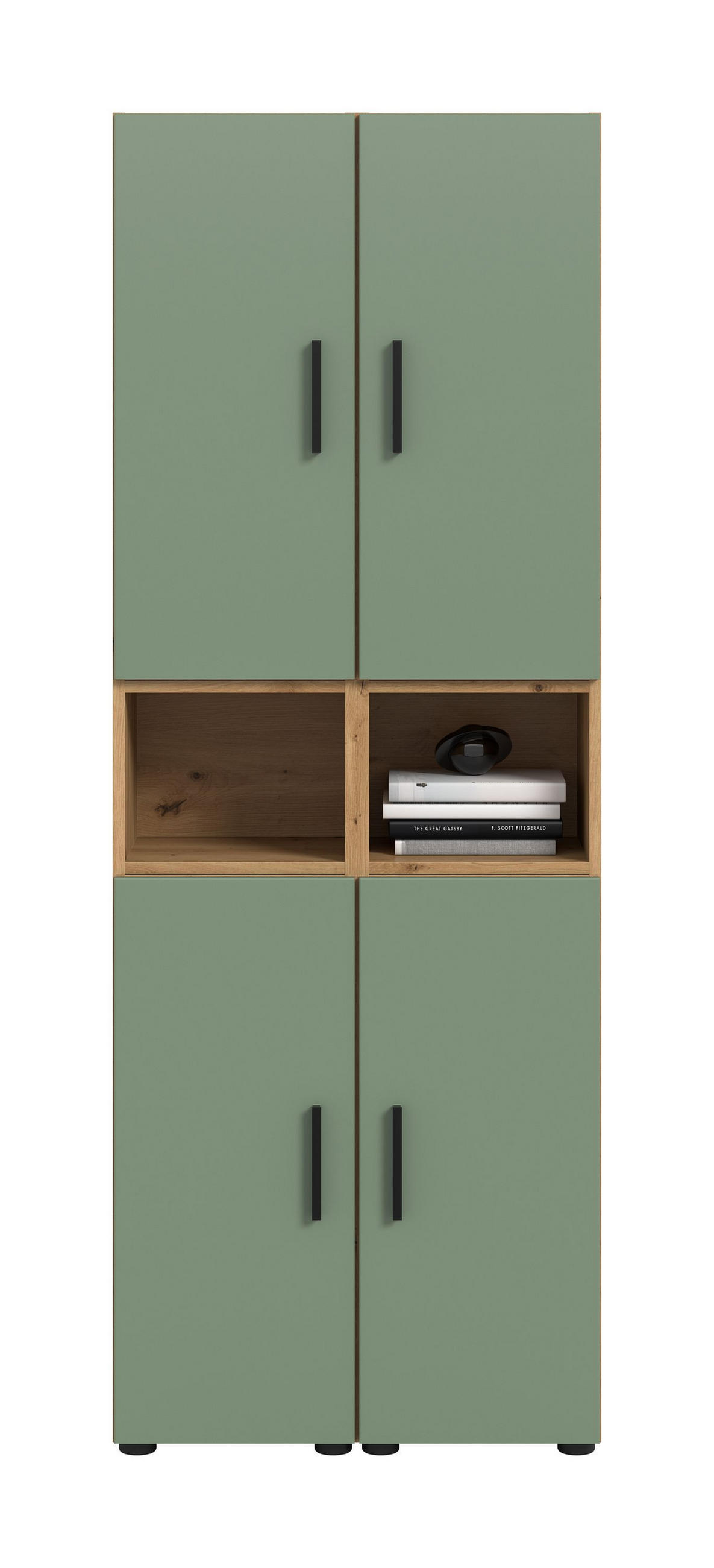 WOHNKOMBINATION THE ONE (B/H/T: ca. 65/178/34 cm) in Artisan Oak Nachbildung/Smoke Green - Eiche Artisan, Holzwerkstoff (65/178/34cm)