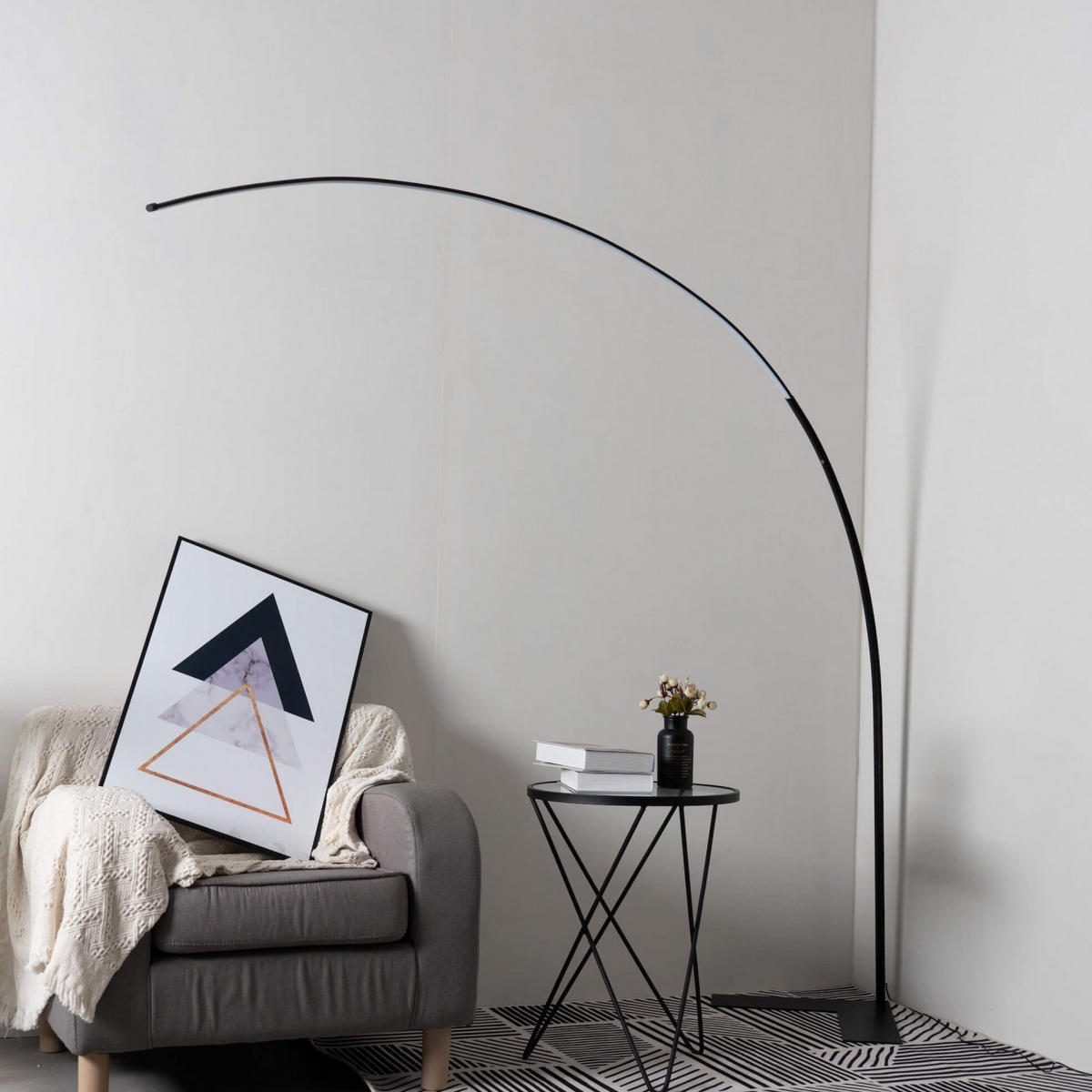 STEHLEUCHTE Avellino, Schwarz, 200cm, Dimmbar - Schwarz, Metall (200/200/200cm) - KOSILUM
