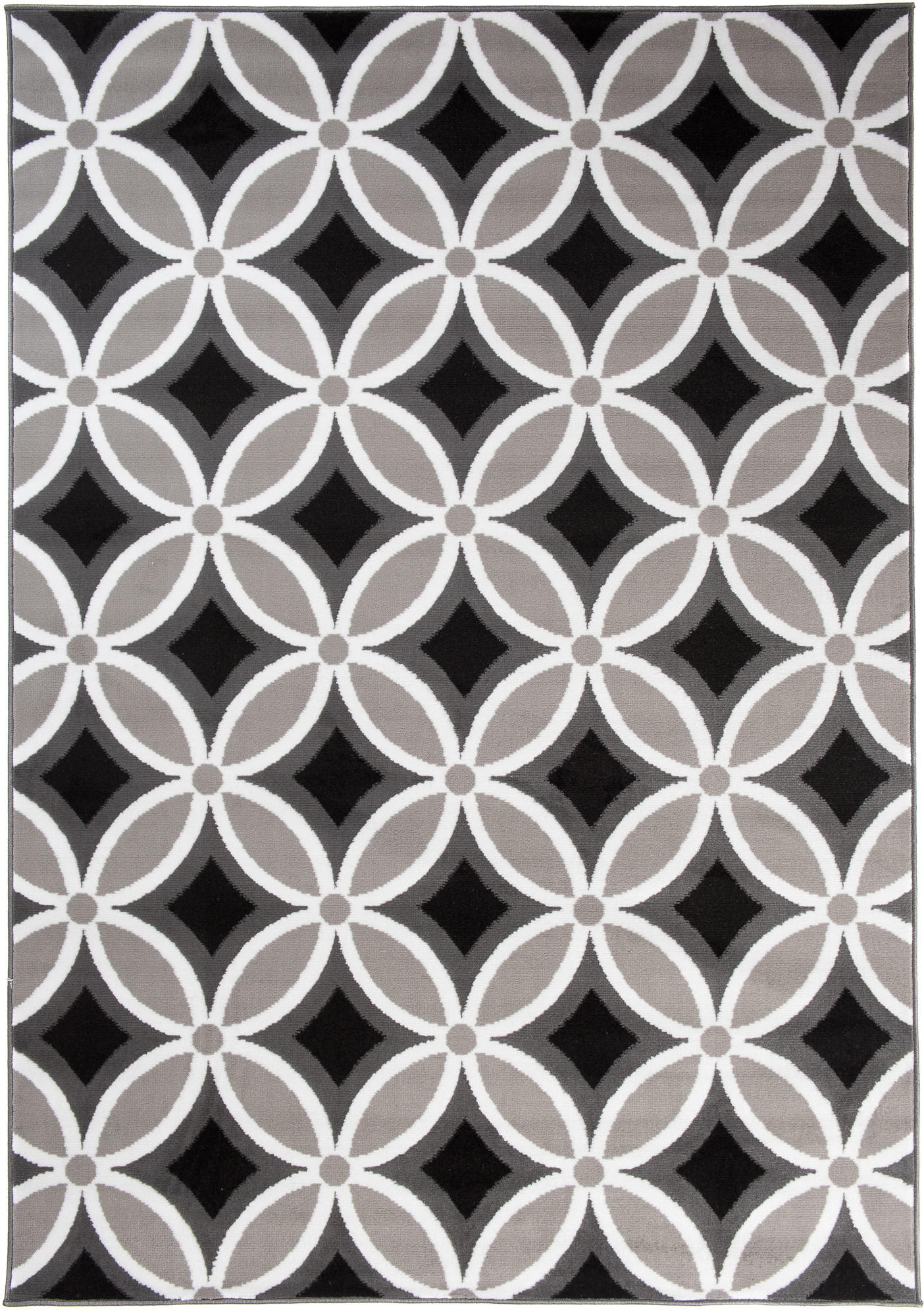 TEPPICH MAYA Schwarz Geometrisch Mosaik Karo 140/200 cm - Grau, Textil (140/200cm) - Tapiso